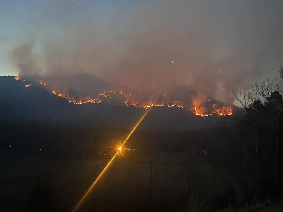 Aerial view of the table rock fire in S.C.