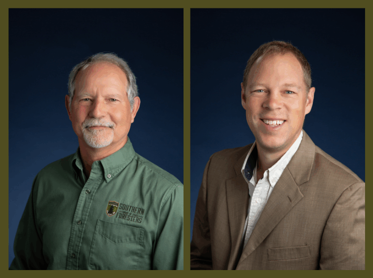 Image of two portraits, one of Wib Owen and one of Tim Foley