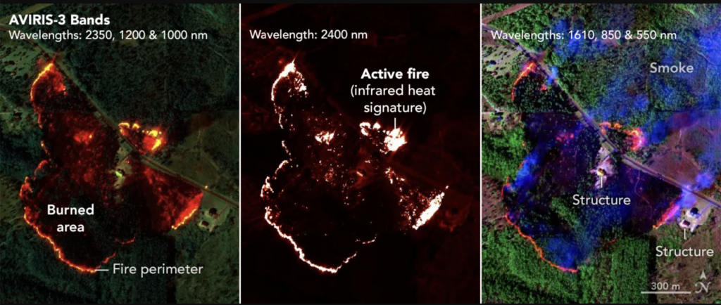 As firefighters worked to prevent a wildfire near Perdido, Alabama, from reaching nearby buildings, they saw in an infrared fire map from NASA’s AVIRIS-3 sensor that showed the fire’s hot spot was inside its perimeter. With that intelligence, they shifted some resources to fires in nearby Mount Vernon.
NASA/JPL-Caltech, NASA Earth Observatory